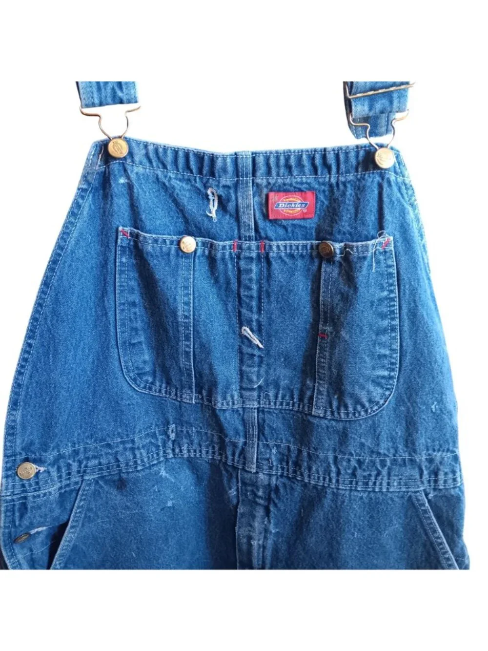 40x30 Vintage Dickies Blue Denim Overalls Workwear Carpenter Distressed Shred